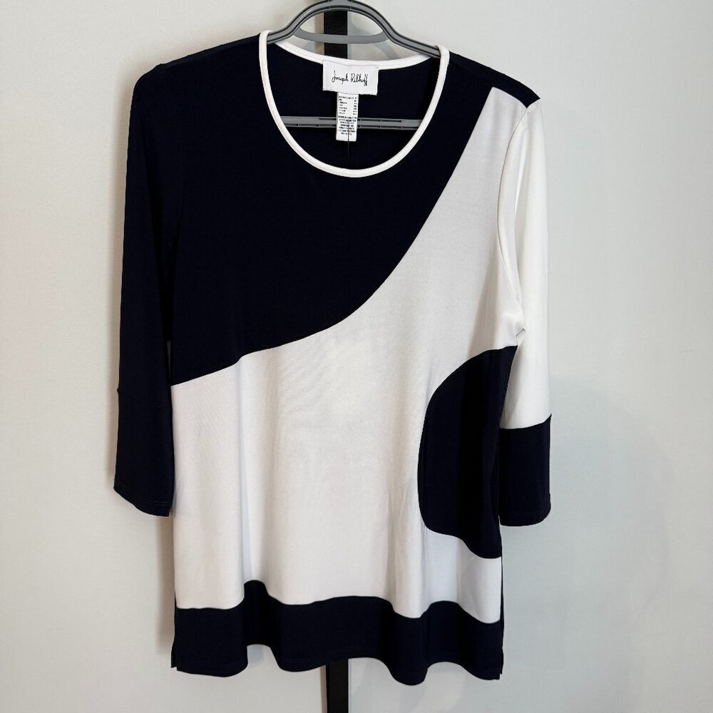 NWT - Joseph Ribkoff Black and White Crew Neck Pullover Size 8